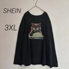 美品 SHEIN 猫プリント長袖シャツ3XL 春夏 大きいサイズ オーバーサイズのサムネイル