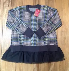 アンドラブ チェック柄フリル付きニット LL