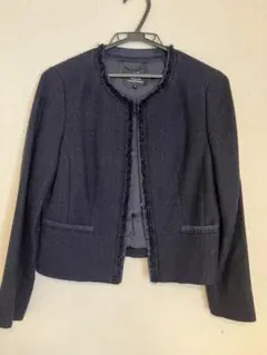 23区　ノーカラーツイードジャケットandスカートのセット（ネイビー38）