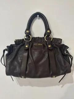 美品✨ ミュウミュウ 2way ギャザー ヴィッテロラックス ハンドバッグ 本革 ミュウミュウ ヴィッテロルクス ハンドバッグ 2way ショルダー