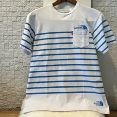 THE NORTH FACE ボーダー Tシャツ ホワイト/ブルー　Mに近いSのサムネイル
