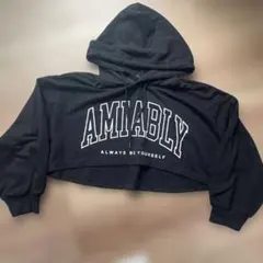 LOVETOXICフード付きクロップドパーカー 黒