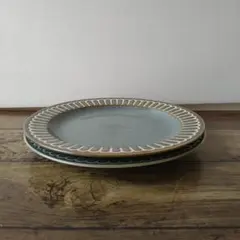 【2枚】新品 美濃焼 ポットマム クラシック アイボリー グレー プレート