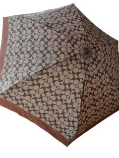 COACH 折りたたみ傘 ロゴパターン ブラウン