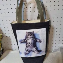 縦長トートバックパネル猫両面ハンドメイド
