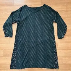 pas de calais レイヤードロングワンピース 黒×生成り 38 日本製