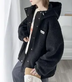 《JaVaジャバコラボ》 スタンド フード オーバーサイズ ボア アウター