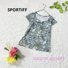 SPORTIFF 花柄　リボン紐付　半袖　カットソー ミントグリーン　Mのサムネイル