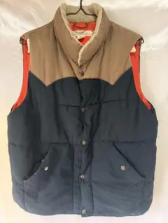 L.O.G.G. ダウンベスト Lサイズ ネイビー/ベージュ