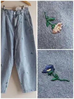 新品　SM2☆サックス／刺繍入りデニムカーブパンツ