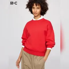 ユニクロ スムースコットンクルーネックセーター XL 14 RED レッド