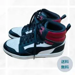PUMA ハイカットスニーカー ブラック×ホワイト×レッド メンズ 26.5