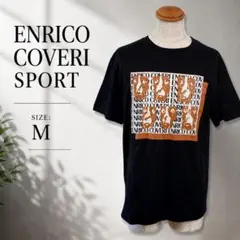 ENRICO COVERI エンリココベリ 黒プリントTシャツ 半袖 ビッグロゴのサムネイル