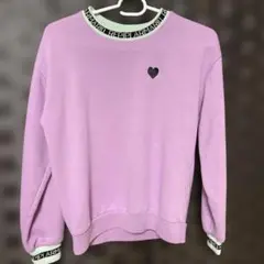 ピンク ハート刺繍 長袖カットソー