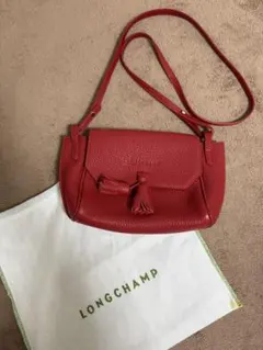 【美品】LONGCHAMP ロンシャン レザーショルダーバッグ レッド