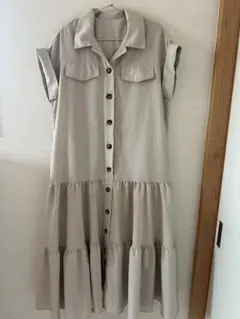 ブルーイースト　ベージュ 半袖 ティアード シャツワンピースのサムネイル