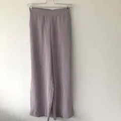 薄紫 ワイドパンツ ゴムウエスト サイドポケット