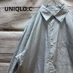 UNIQLO:C ブロードオーバーサイズシャツ ストライプシャツ L ブルー