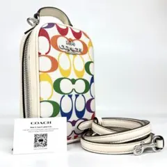 極美品　コーチ　エヴァ フォーン クロスボディ　レインボー シグネチャー