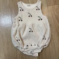 First Closet チェリー刺繍 ボアロンパース 80cm