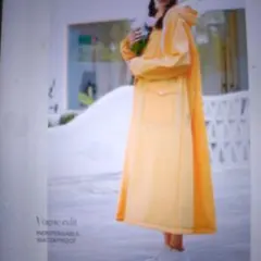 【新品未使用未開封】自転車OK/多機能ロングレインコート/オレンジ