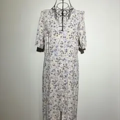 H&M レディース 半袖 Vネック 総花柄 ロングワンピース L