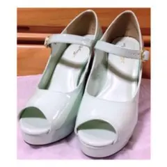 夢展望 パステルグリーン オープントゥパンプス