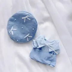 ぬい服　はぴぬい　ちびぬい　ちびスト　服　ベレー帽　みずいろ