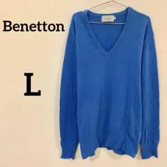 【Benetton ベネトン Vネックニット セーター 青 48】のサムネイル