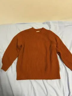 GU オレンジ リブ編み ニットセーター