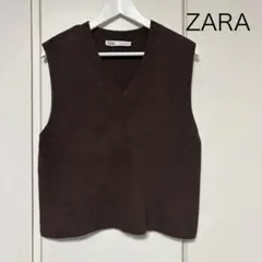 ZARA ザラ　ニットベスト　ブラウン