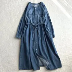 美品 アントゲージ デニムシャツワンピース ロングワンピース コンチョボタン