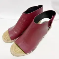 CELINE セリーヌ レザー エスパドリーユ ウェッジサンダル 36 ボルドーのサムネイル