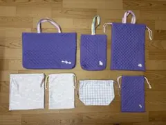 パープル キルティング バッグ セット