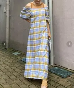 【美品】Ameri VINTAGE LACEY CHECK PUFF DRESSのサムネイル