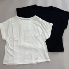 授乳服　半袖Tシャツ 2枚セット ポケット付き ブラック ホワイト　授乳口付きのサムネイル