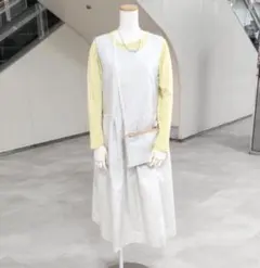 ジャンバースカート・仕付け糸付き白大島紬・裏地あり・ポシェット