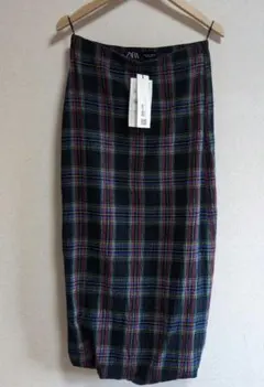 【新品】ZARA チェック柄 ロングスカート Sサイズ