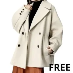 センスオブプレース　ベージュ　メルトン　ジャケット　ピーコート　FREEサイズ