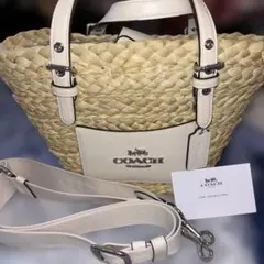 まいまな様専用 極美品 COACH コーチ ストロー トートバッグ カゴ