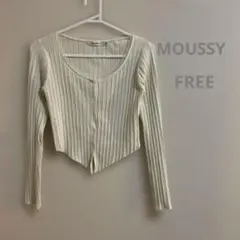 MOUSSY リブ編み クロップドカーディガン