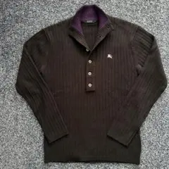 バーバリーブラックレーベル　ニット　セーター　ハーフボタン　ブラック系　サイズ3