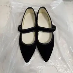 Aunt Marie's ベロアポインテッドストラップパンプス　S ブラックのサムネイル