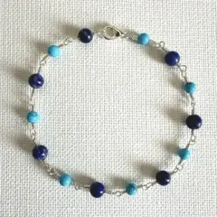 天然石ブレスレット　ラピスラズリ　ターコイズ　B