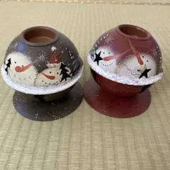 クリスマス 雪だるま キャンドルホルダー セット