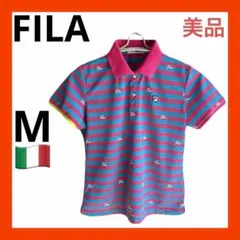 （美品）FILA フィラ　レディースポロシャツ　M エンジ　ゴルフ　スポーツのサムネイル