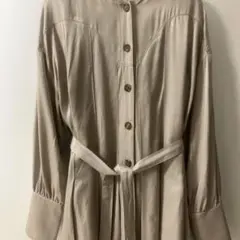 fill the bill/ロングシャツ ベージュ フードウエストベルト付きのサムネイル