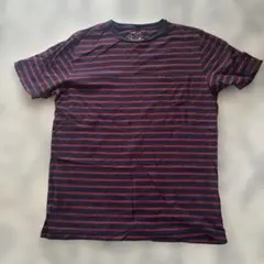 GLOBAL WORK ネイビー/レッドストライプ Tシャツ L