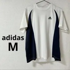 adidas アディダス　メンズ　半袖Tシャツ　M ホワイト　白　×ネイビーのサムネイル
