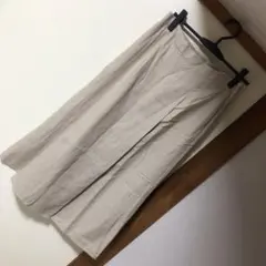UNIQLO麻混ベージュ スリット入り ロングスカート
